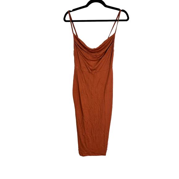 NWOT ASOS Cami Cowl Neck Midi Dress Chocolate Brown - Size 4 - Picture 1 of 8